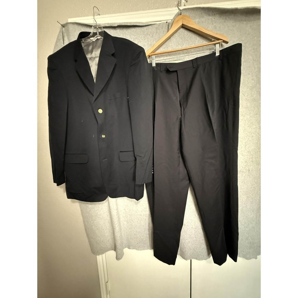Linea Uomo Carlo Mandrone Suit Mens 48 XLong 44x35 Wool‎ 2 Piece Jacket Pants